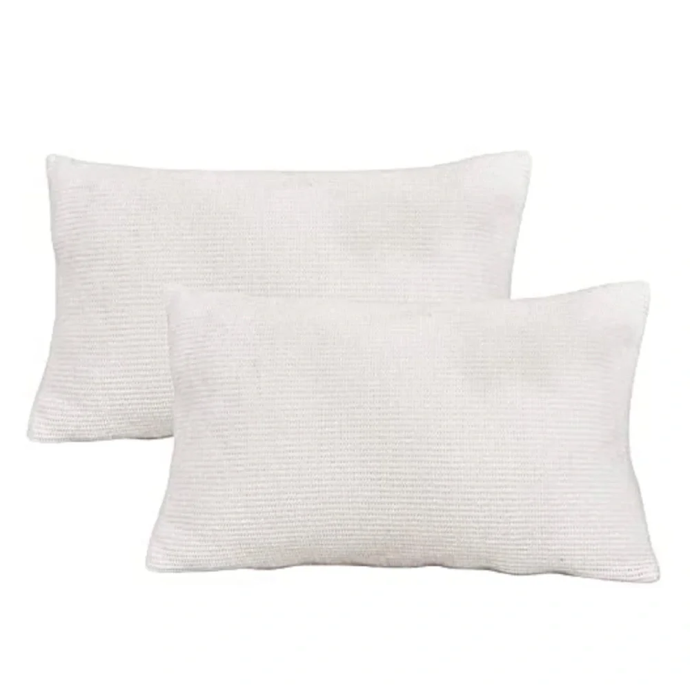 Set of 2 Throw Decor Aesthetic Pillow Covers Cushion Case 12” x 20” Cream White